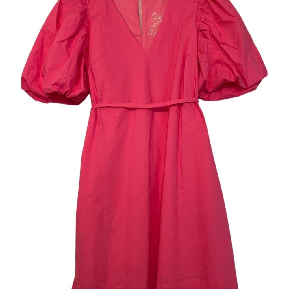 English Factory Women's Pink Puff Sleeve A-Line Dress S Vtg shirtwaist NOS 80's